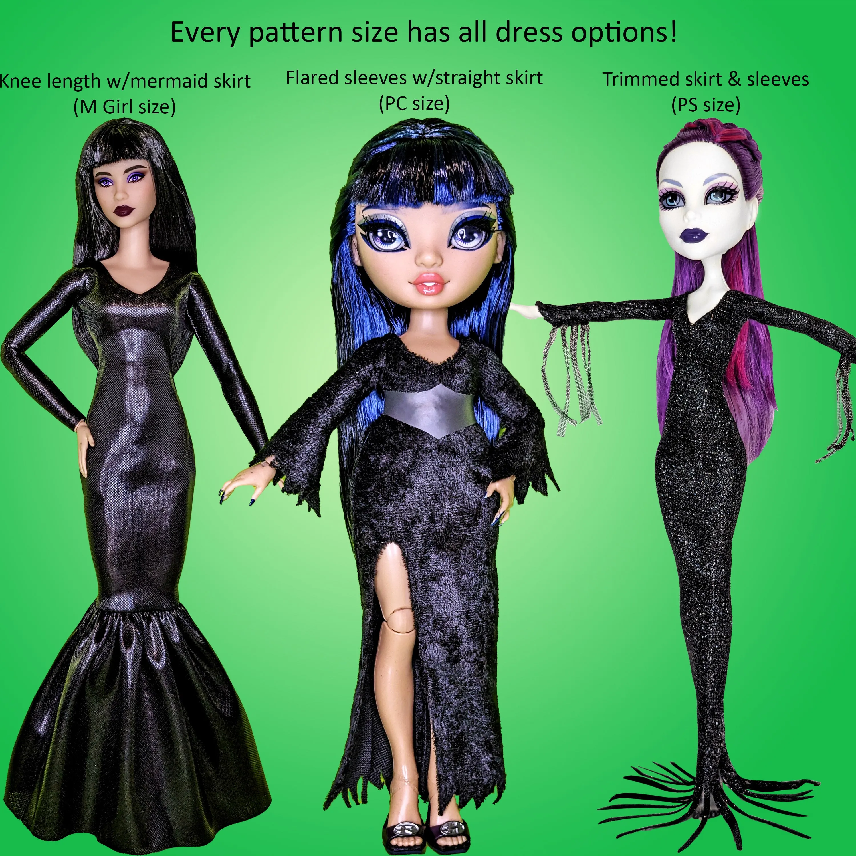 1/3 Vamp! 60cm Resin & Vinyl BJD Dolls - Fashion Doll Gothic costume with lots of dress/sleeve options - Downloadable RAD Doll Clothes PDF Sewing Pattern