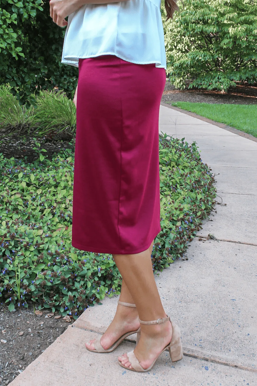 27" Burgundy Ultra Comfort Ponte Knit Skirt (FINAL SALE)