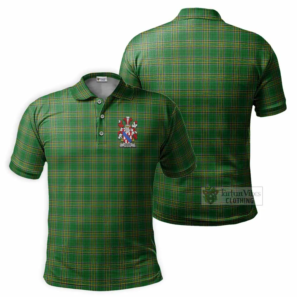 Amory Irish Clan Tartan Men's Polo Shirt with Coat of Arms