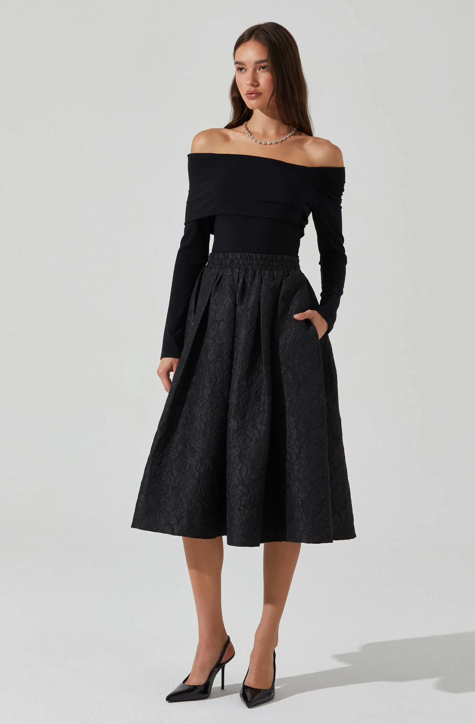 Andolina Jacquard Midi Skirt