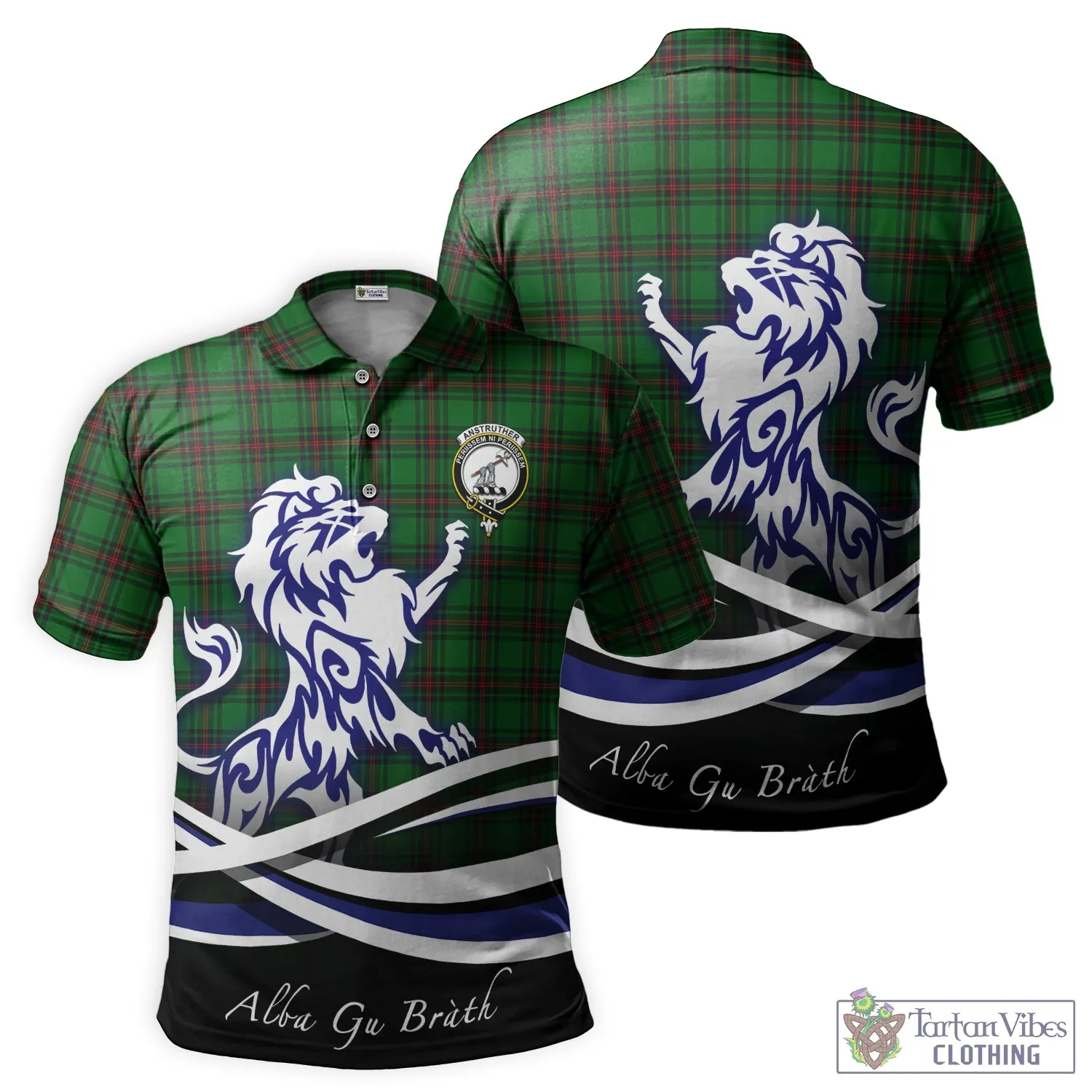 Anstruther Tartan Polo Shirt with Alba Gu Brath Regal Lion Emblem