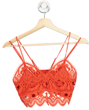 Anthropologie Red Crochet Lace Crop Top S