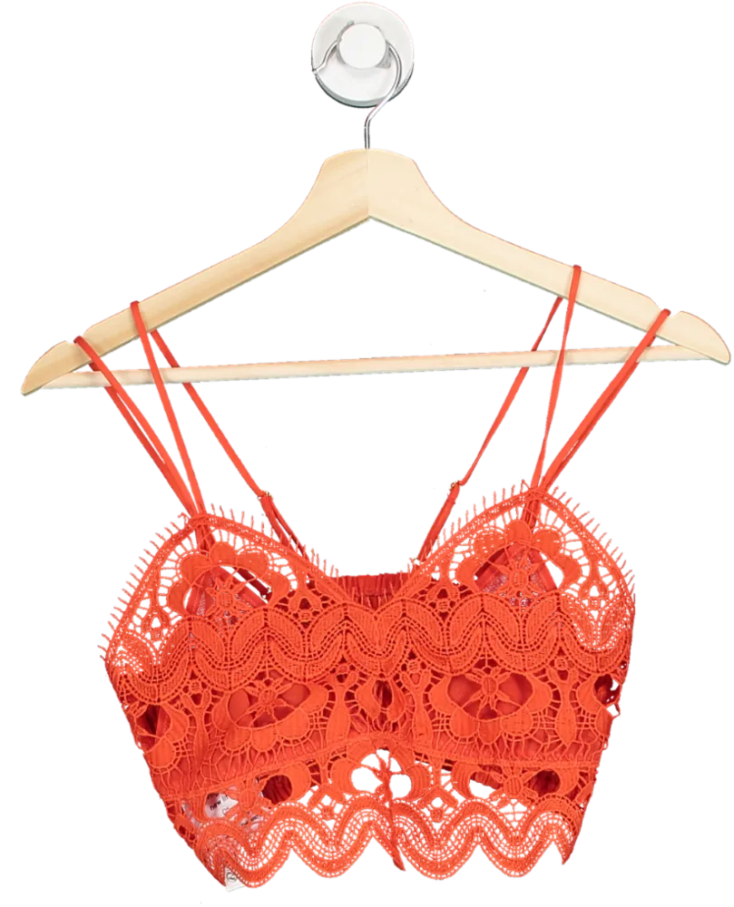 Anthropologie Red Crochet Lace Crop Top S