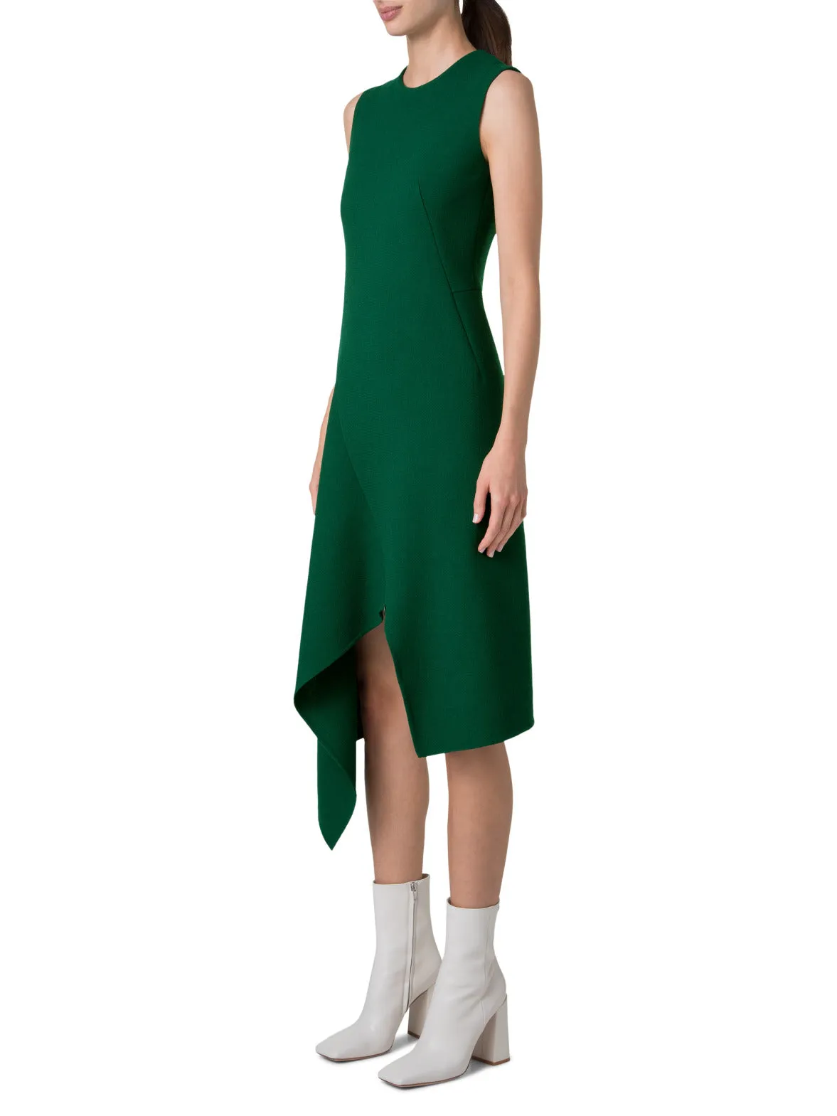 Asymmetrical Dress in Wool Double-Face