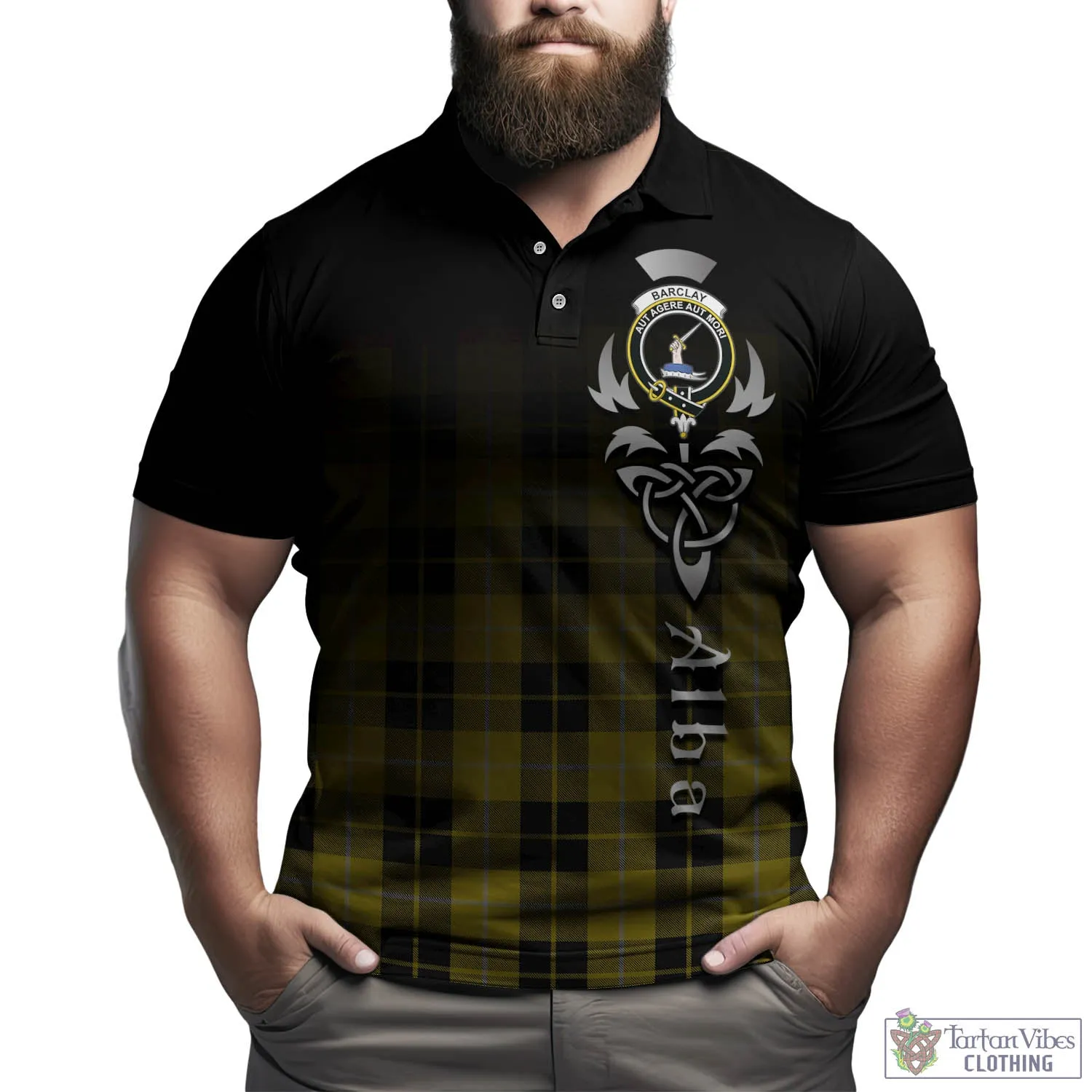 Barclay Dress Tartan Polo Shirt Featuring Alba Gu Brath Family Crest Celtic Inspired