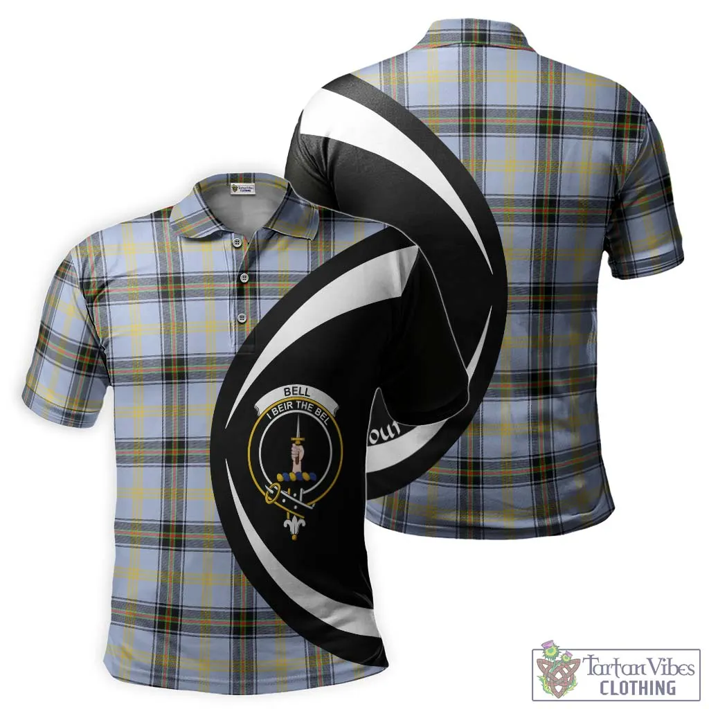 Bell of the Borders Tartan Men's Polo Shirt with Family Crest Circle Style