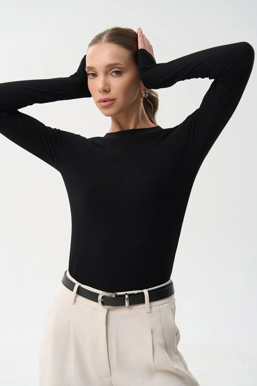 Black Basic Long Sleeve Top