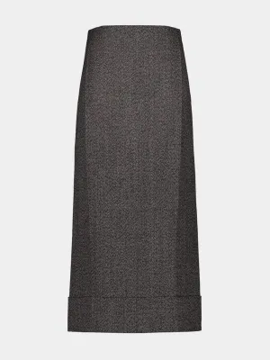 Black Mouliné Maxi Skirt