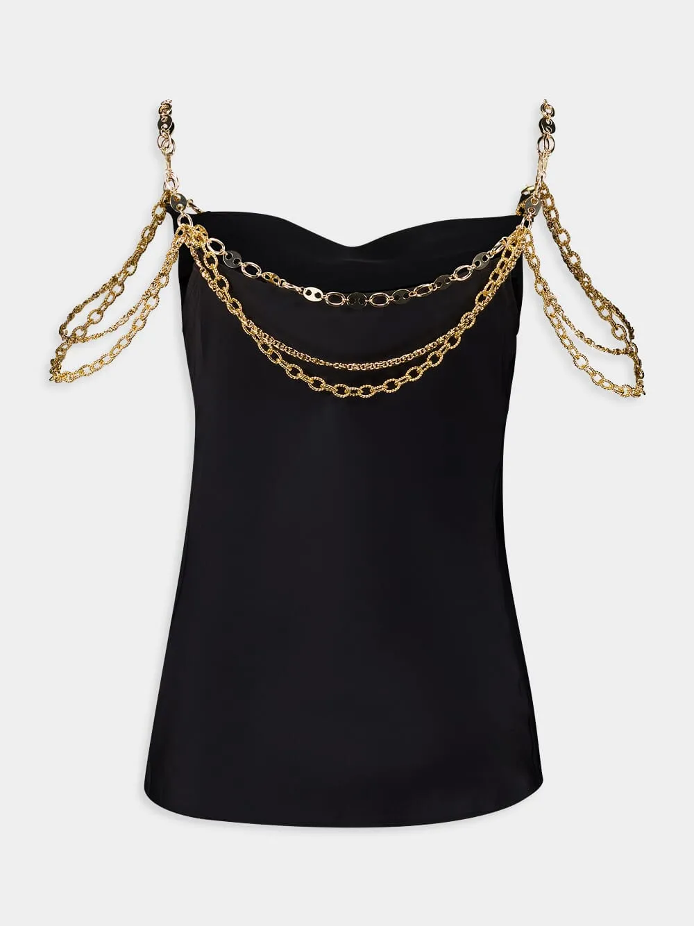 Black Top with Chain Detail