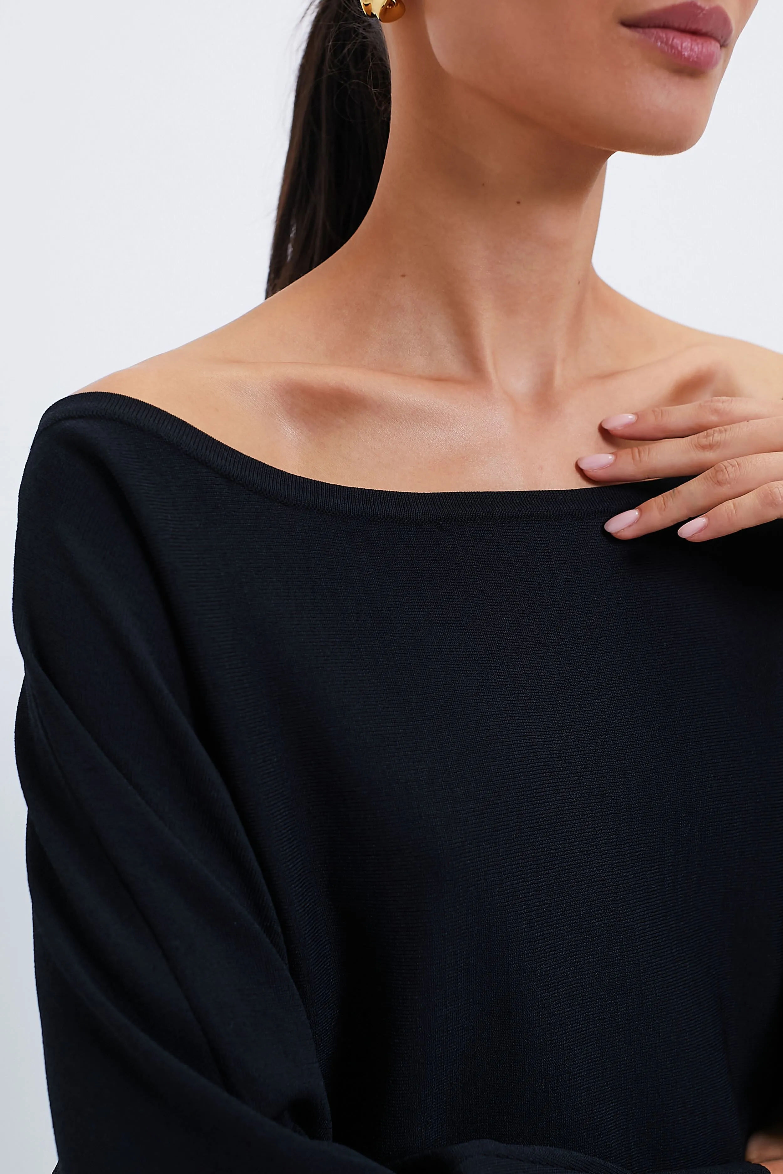 Black Wide Neck Valencia Sweater