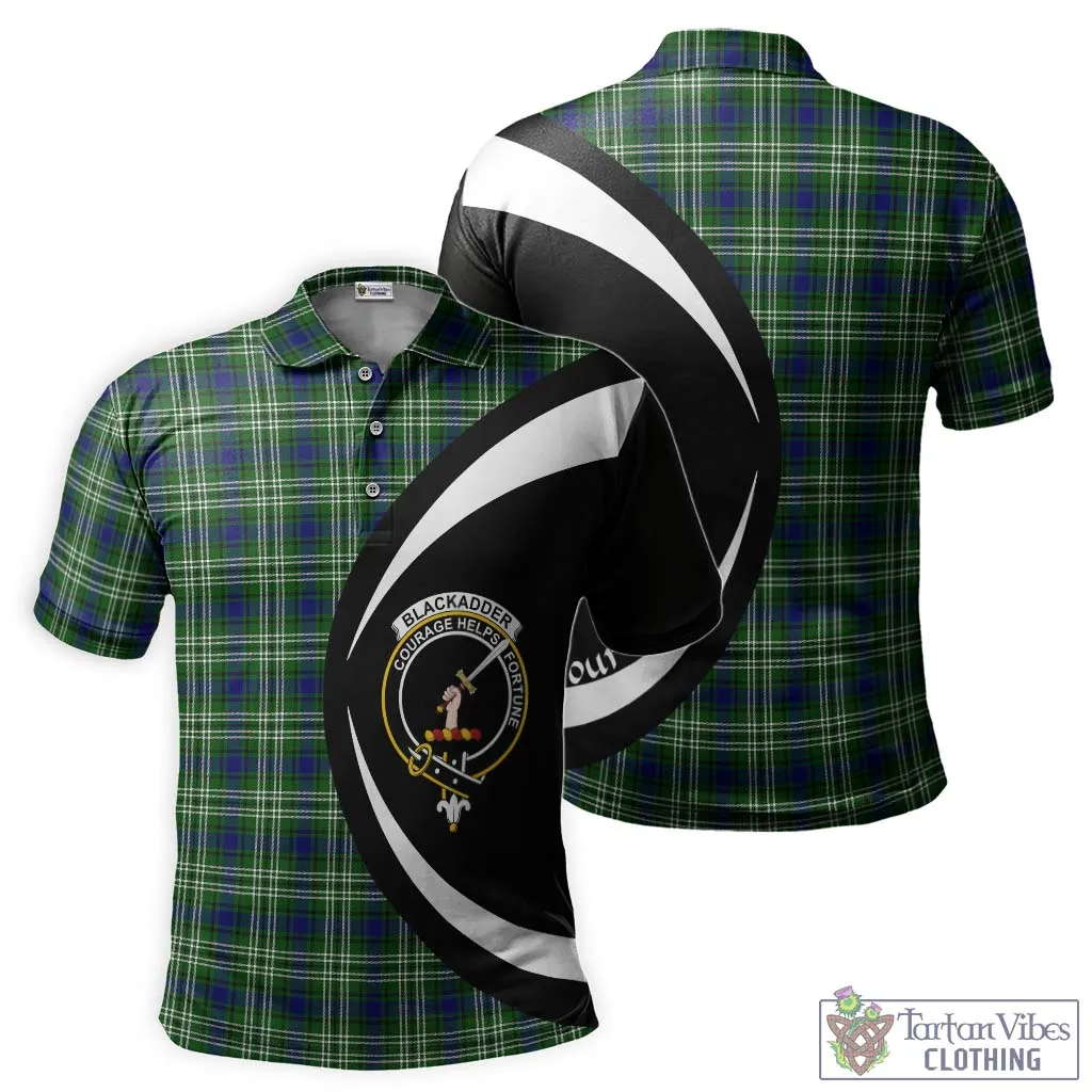 Blackadder Tartan Men's Polo Shirt with Family Crest Circle Style