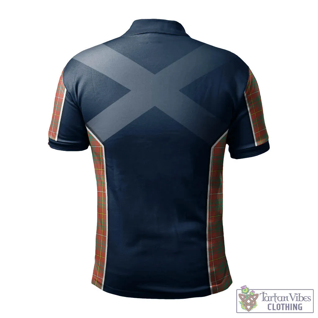 Bruce Ancient Tartan Men's Polo Shirt with Family Crest and Scottish Thistle Vibes Sport Style