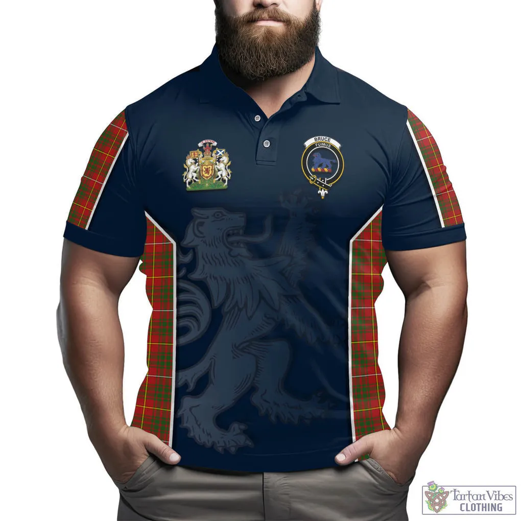 Bruce Modern Tartan Men's Polo Shirt with Family Crest and Lion Rampant Vibes Sport Style