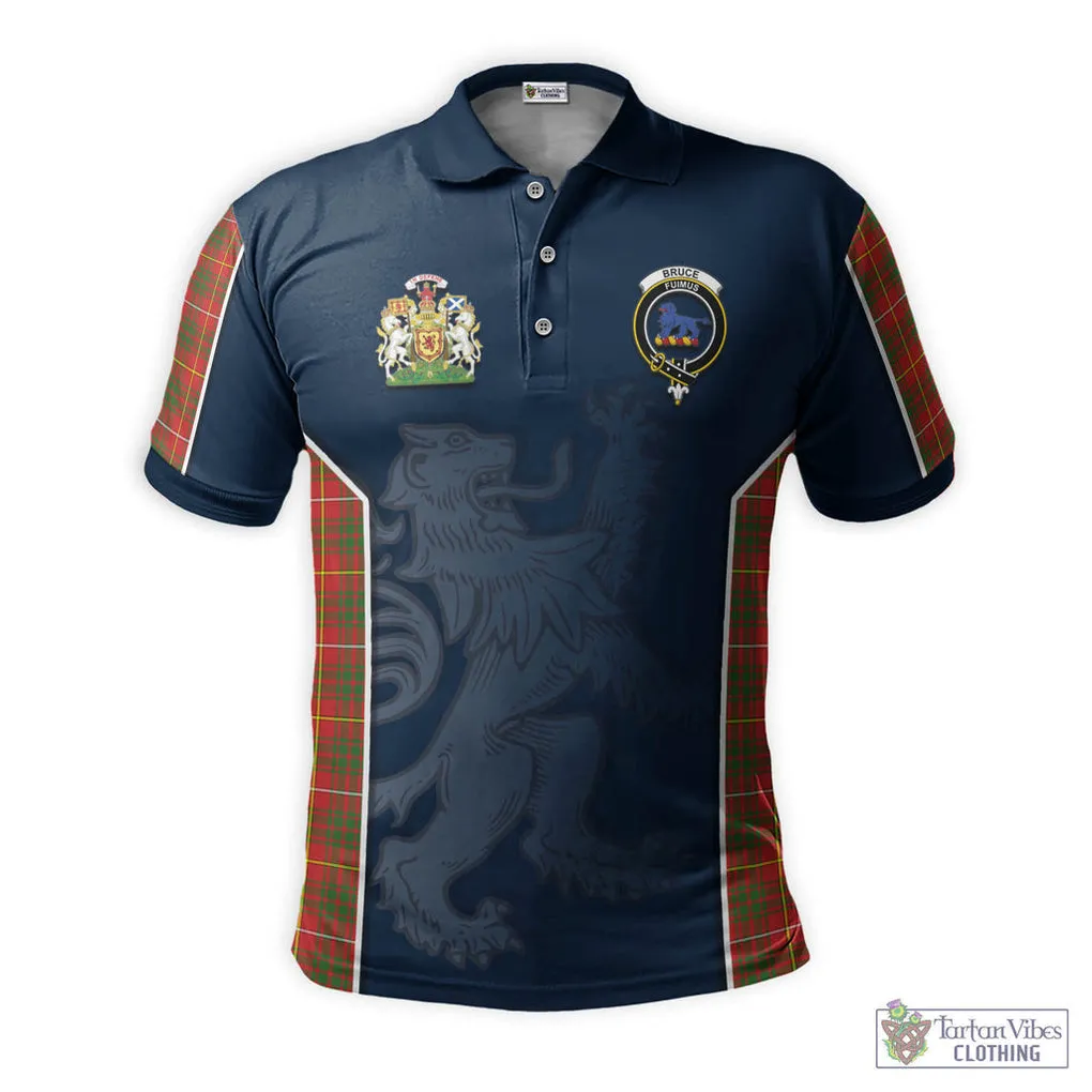 Bruce Modern Tartan Men's Polo Shirt with Family Crest and Lion Rampant Vibes Sport Style