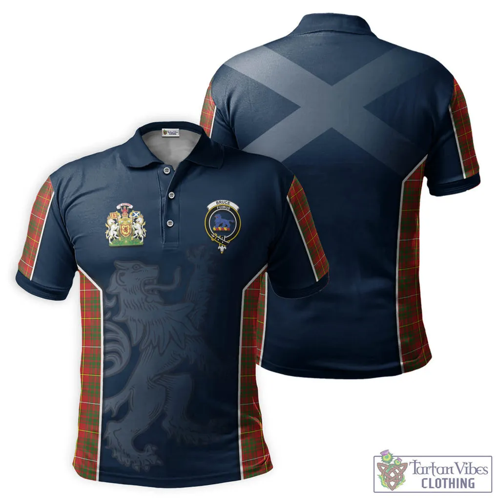 Bruce Modern Tartan Men's Polo Shirt with Family Crest and Lion Rampant Vibes Sport Style