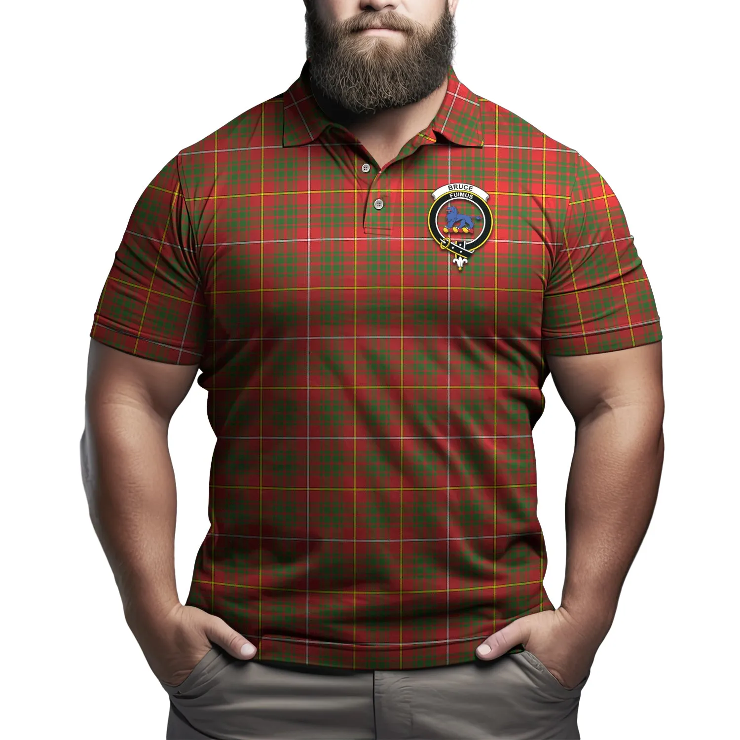 Bruce Modern Tartan Men's Polo Shirt with Family Crest