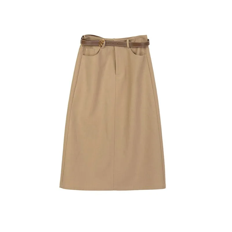 Camel A-line Midi Skirts