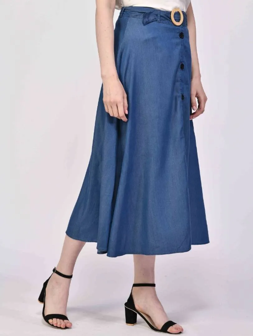 Denim A-LINE Knee-Length Skirt