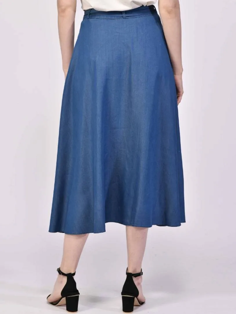 Denim A-LINE Knee-Length Skirt