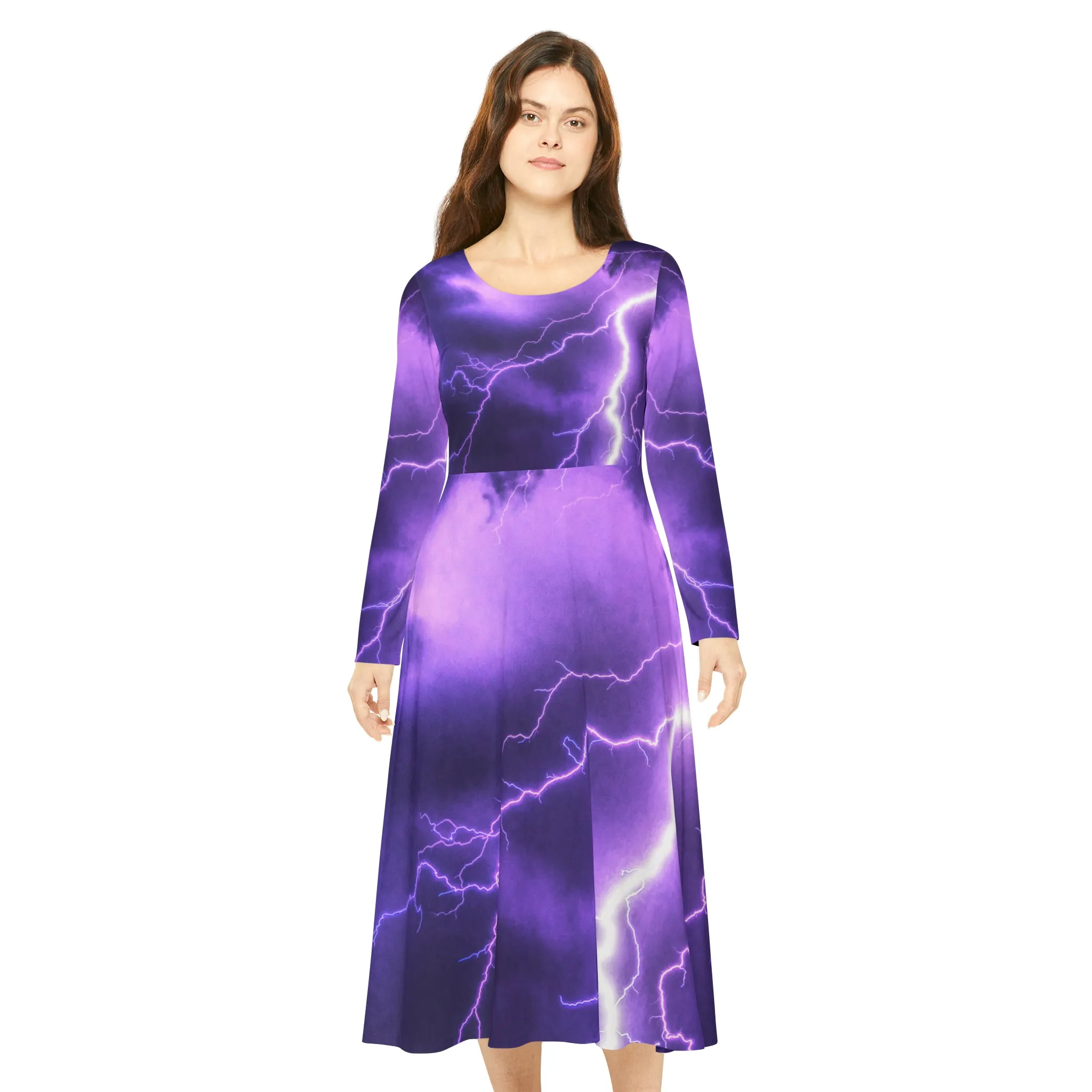 Electric Thunder - Inovax Women's Long Sleeve Dance Dress