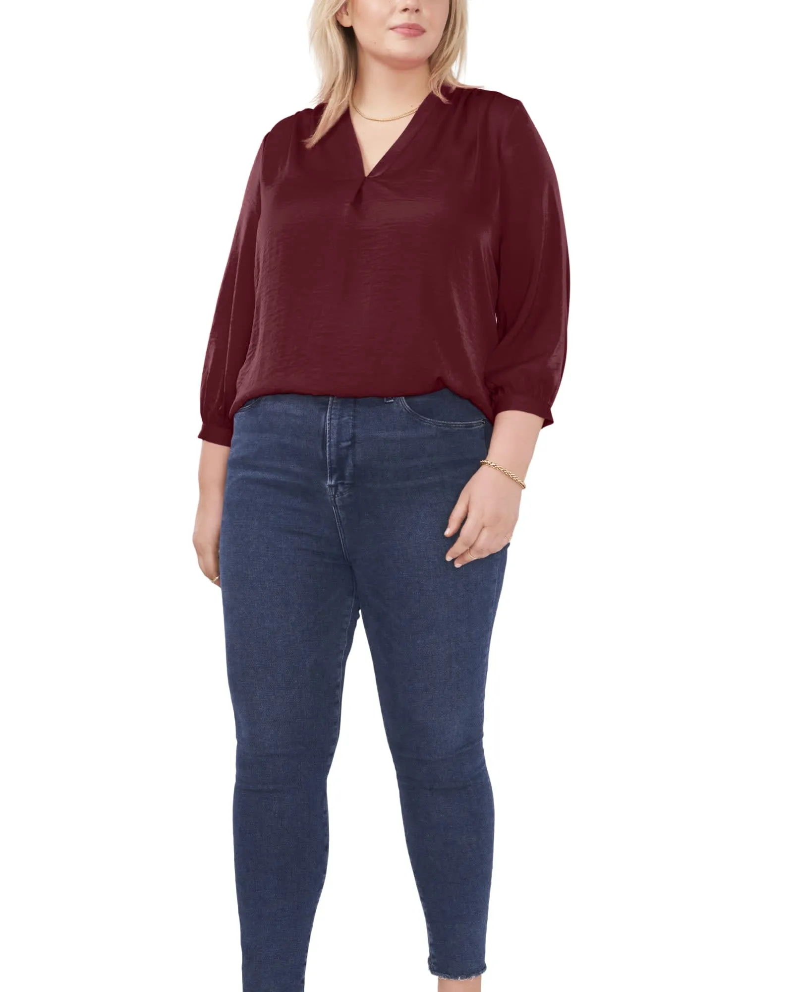 Everley V-Neck Blouse | DP CRANBERRY