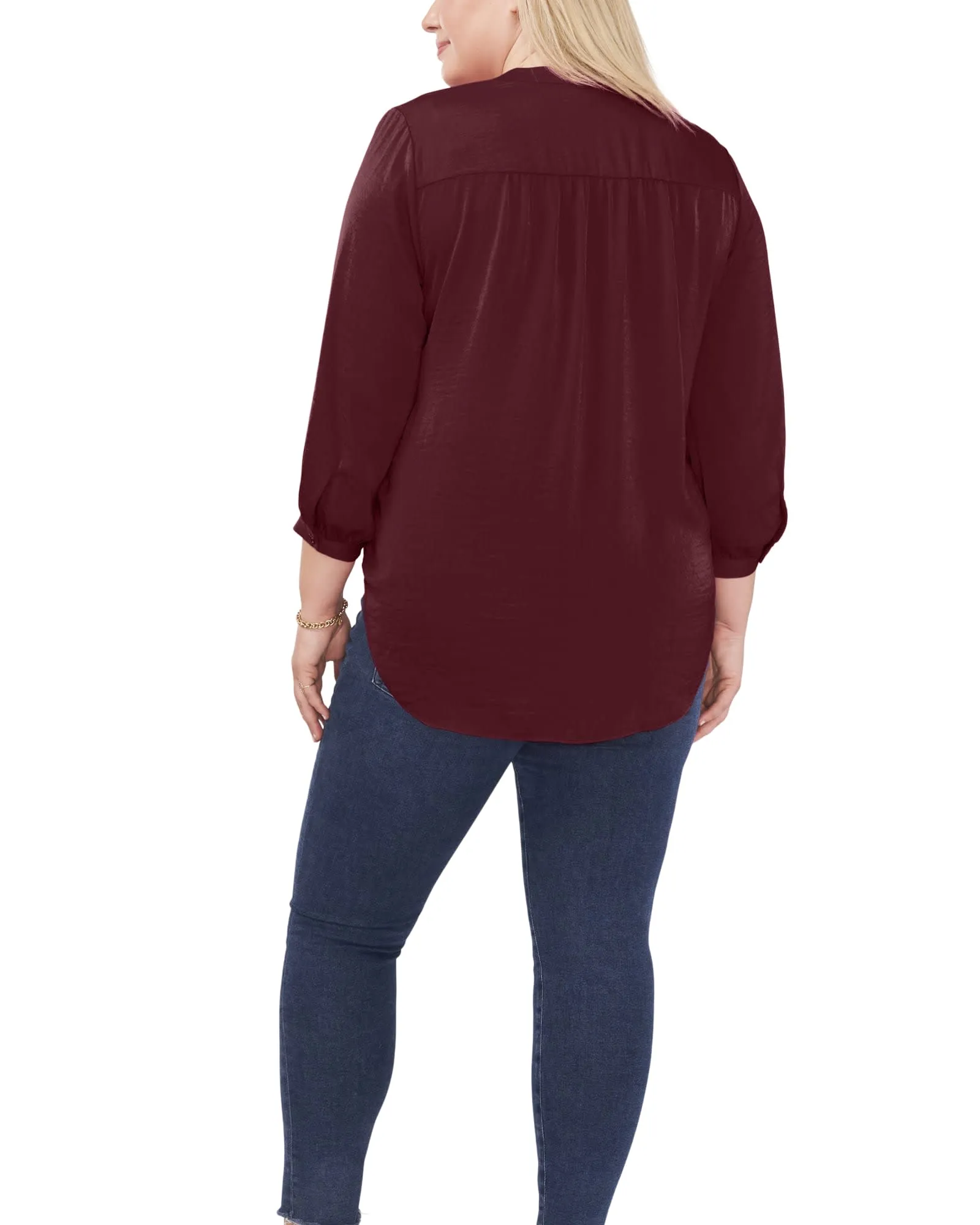 Everley V-Neck Blouse | DP CRANBERRY