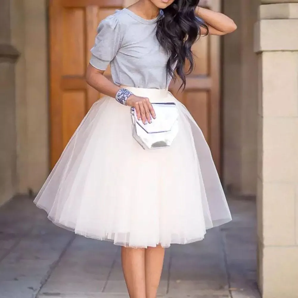 Fun and Chic Knee Length Puffy Tulle Skirts