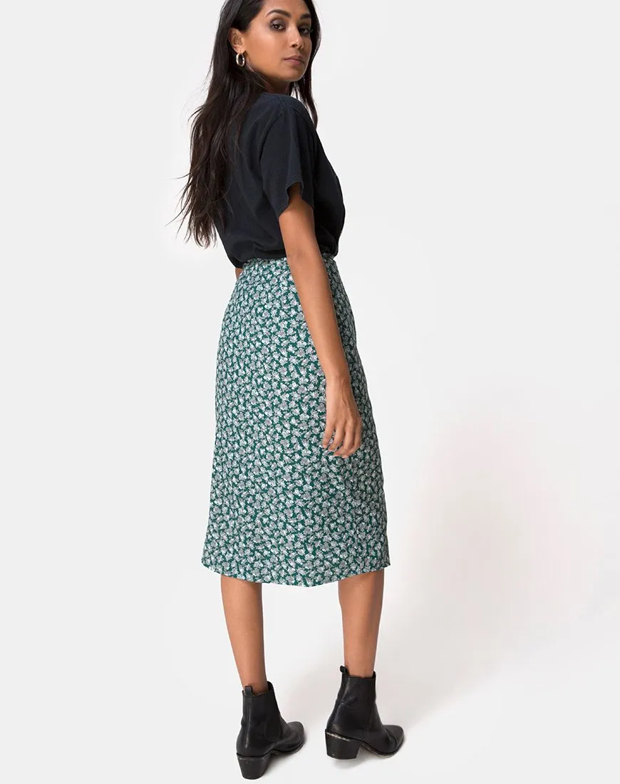 Gamaris Skirt in Floral Bloom Green