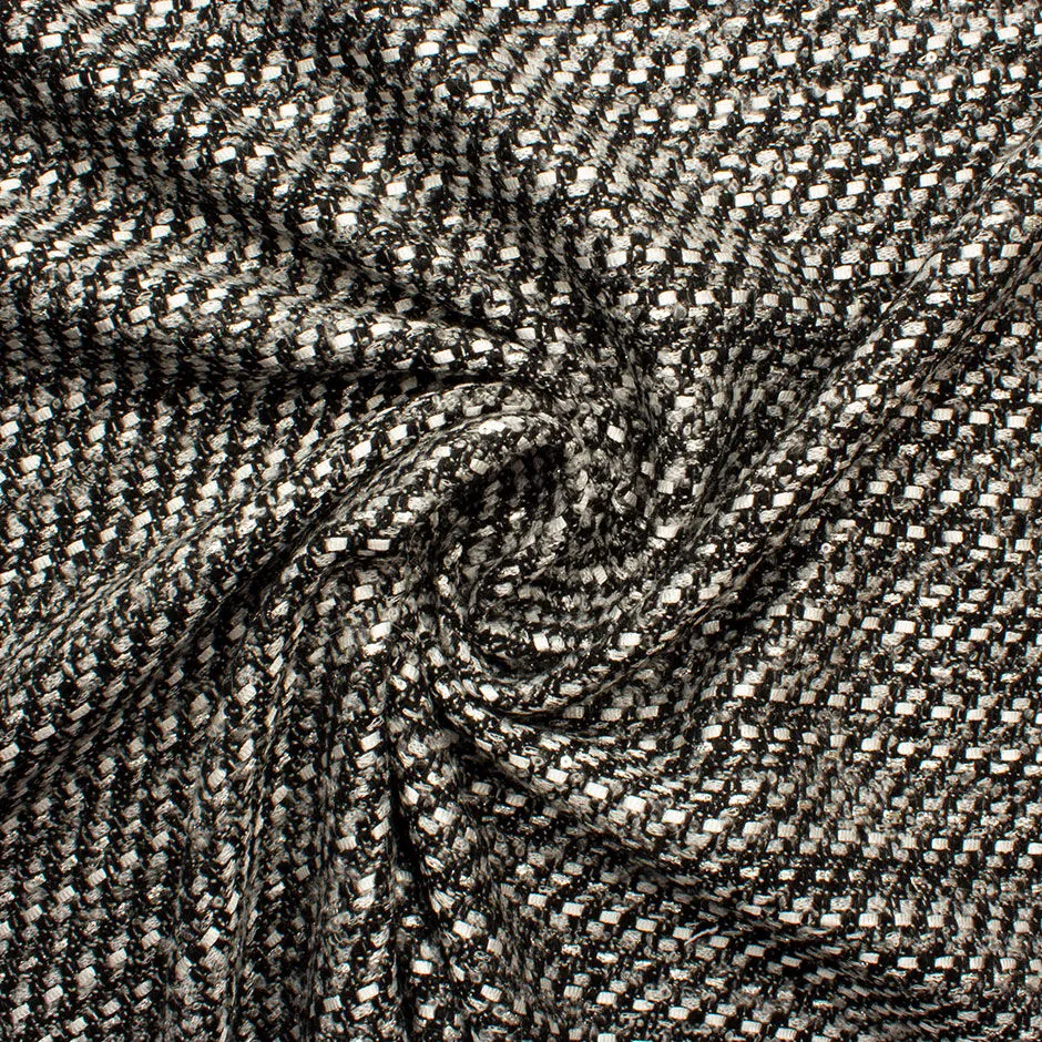 Grey, Black & Silver Metallic Woven Bouclé Fabric