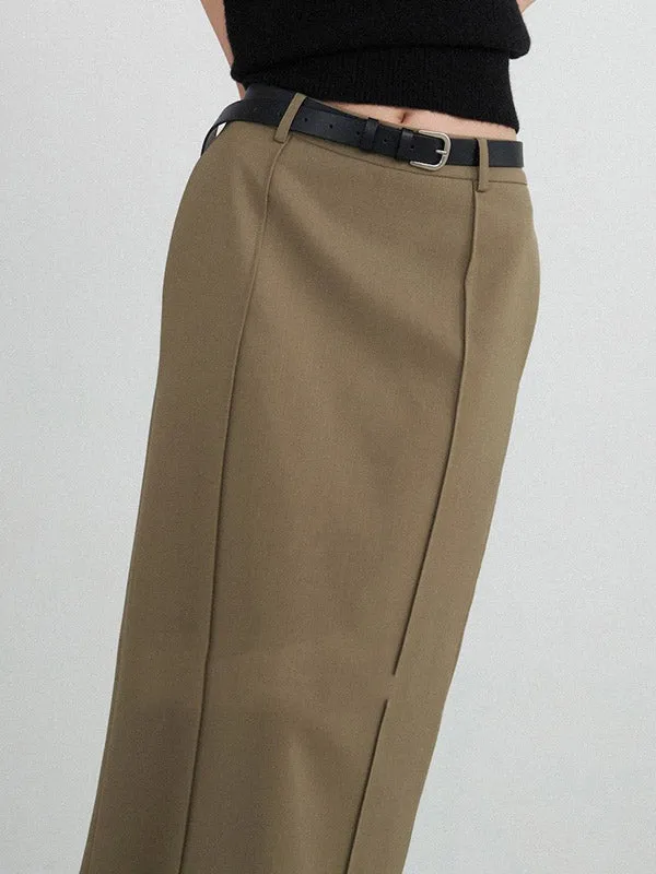 High Waisted Loose Solid Color Split-Back Skirts Bottoms