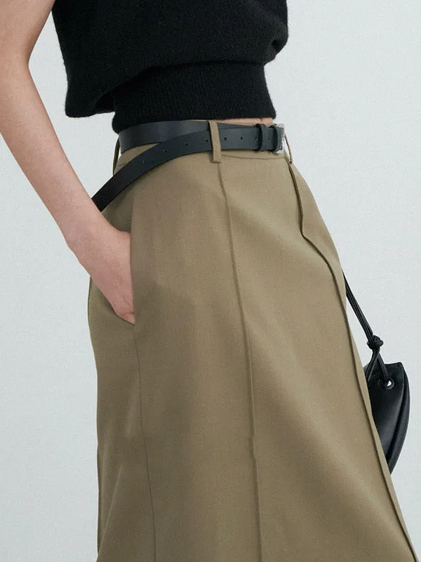 High Waisted Loose Solid Color Split-Back Skirts Bottoms