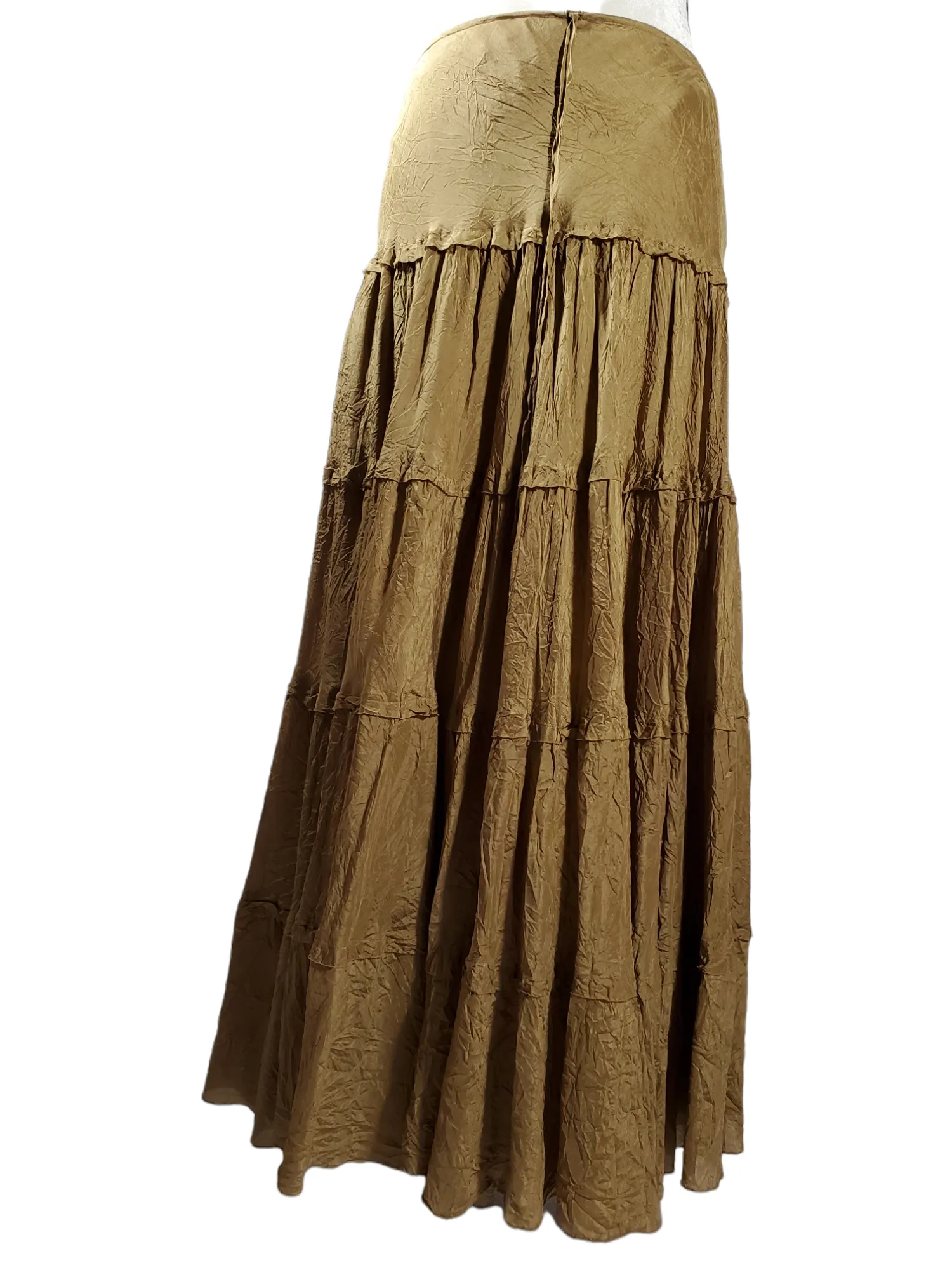 Ideology Silk Maxi Tan Hippie Bohemian Boho Skirt Medium