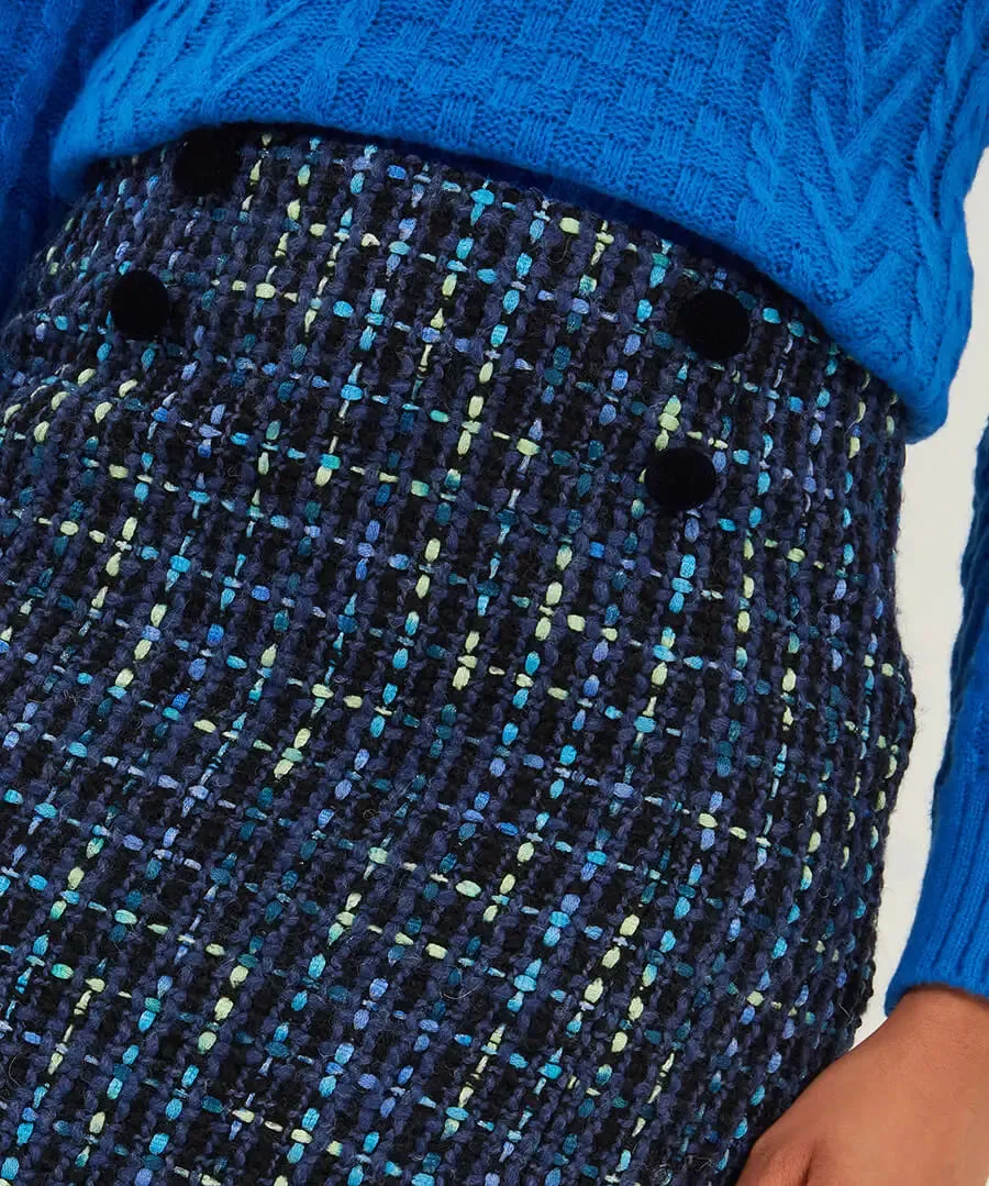 Joe Browns 12 Blue Tiah Tweed Skirt