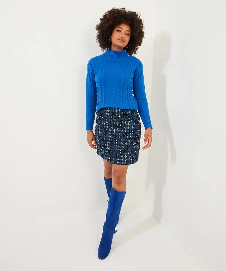 Joe Browns 12 Blue Tiah Tweed Skirt