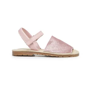 Leather Sandals In Pink Glitter