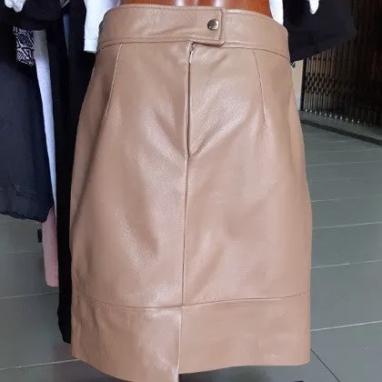 LEATHER SKIRT TOFFEE COLOUR