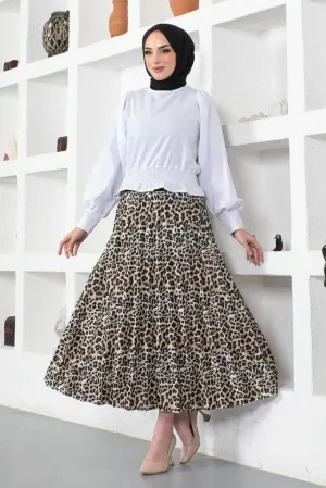 Leopard Patterned Womens Long Skirt - Maxi Skirt