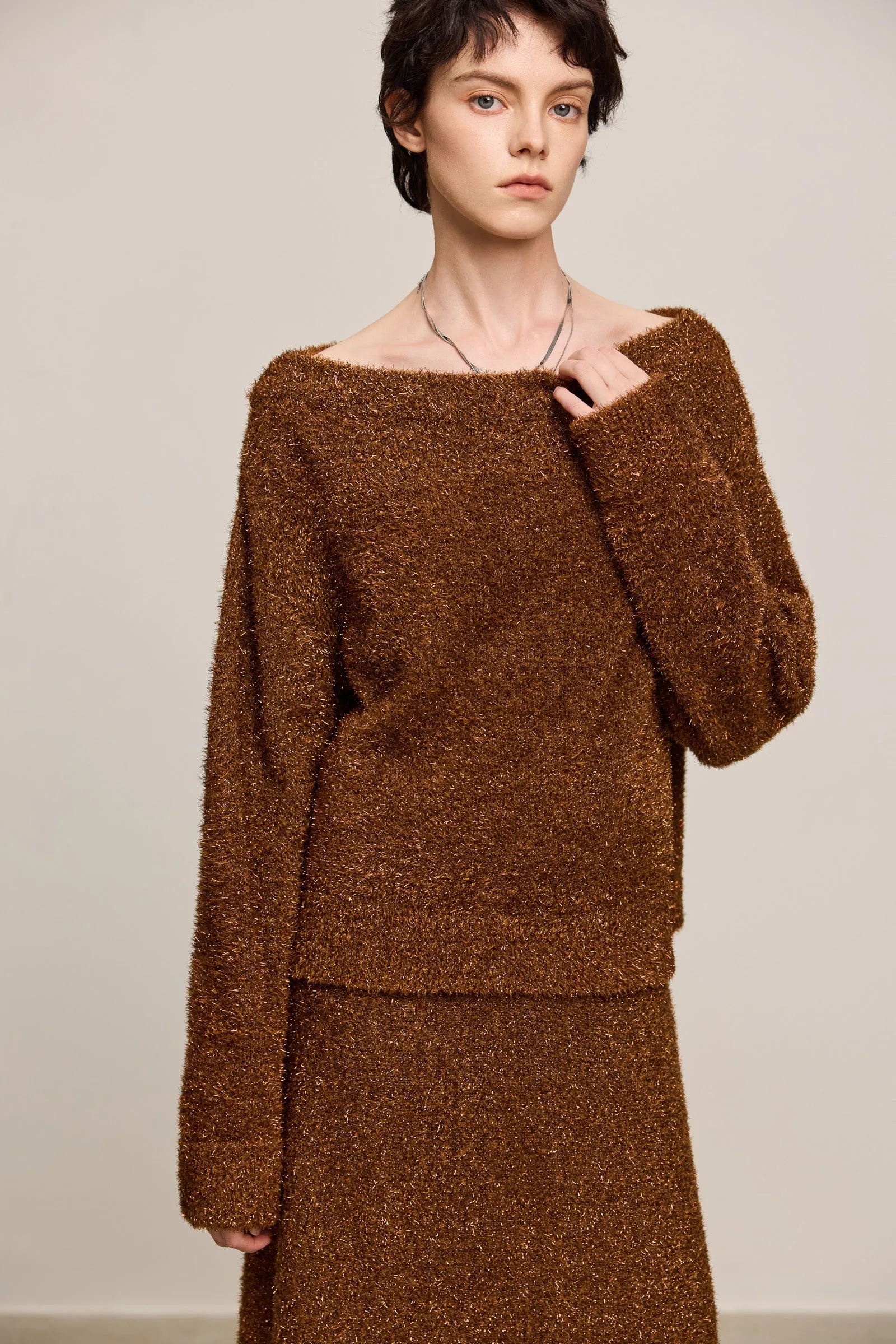 LILY Versatile Glitter Knit Sweater