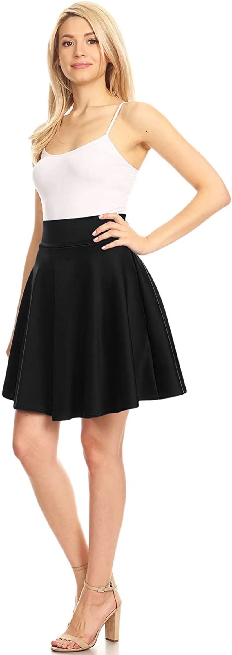 Made By Johnny Women's Basic Versatile Stretchy Flared Casual Mini Skater Skirt XS-3XL Plus Size-Made in USA