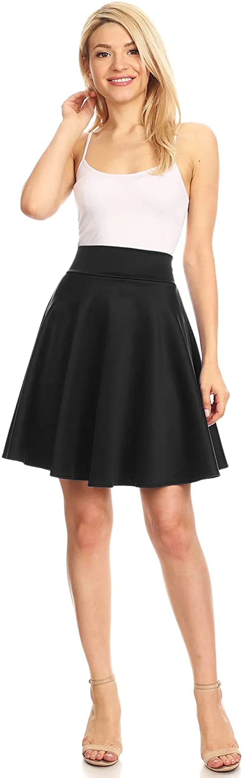 Made By Johnny Women's Basic Versatile Stretchy Flared Casual Mini Skater Skirt XS-3XL Plus Size-Made in USA