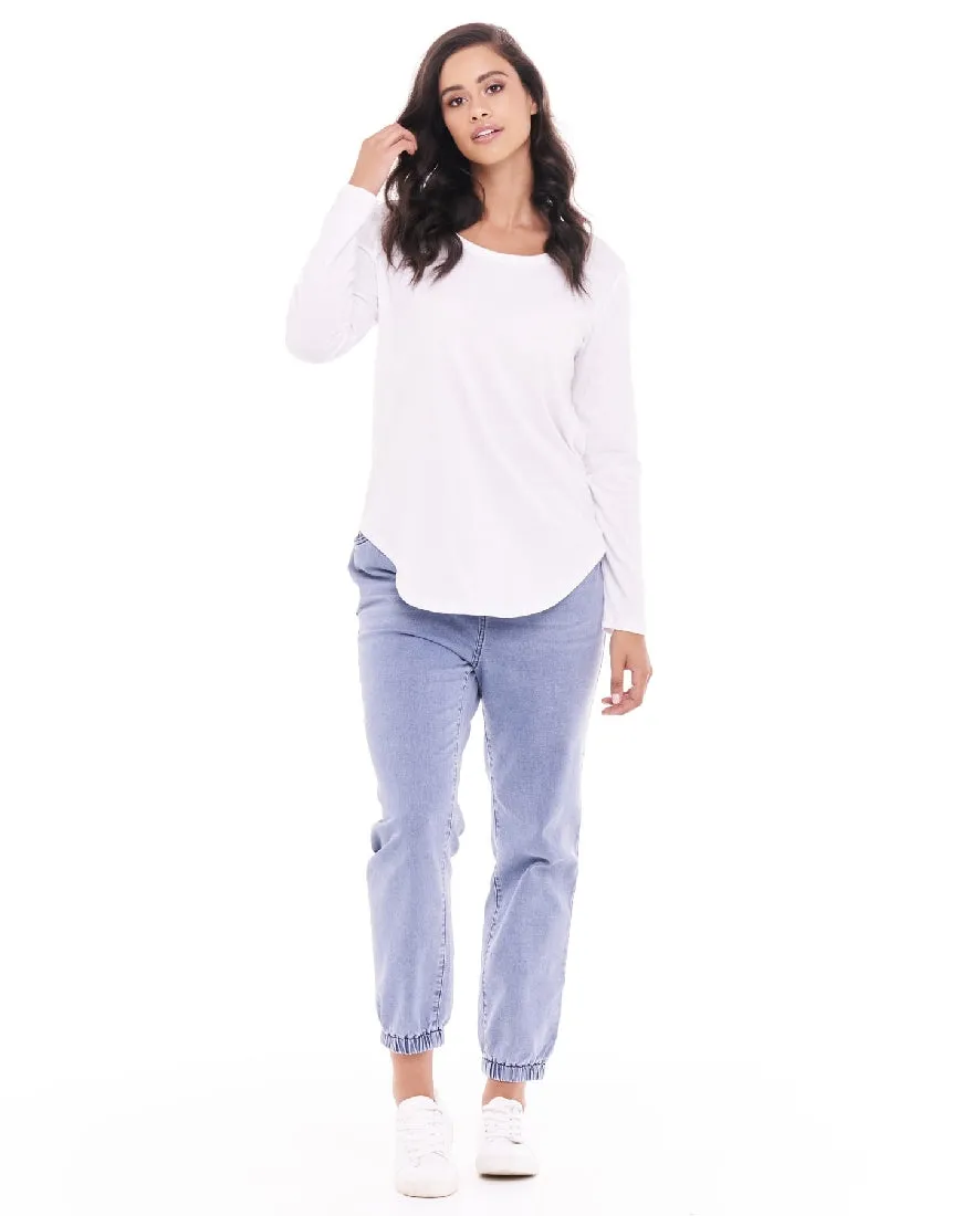 MEGAN LONG SLEEVE TOP - WHITE