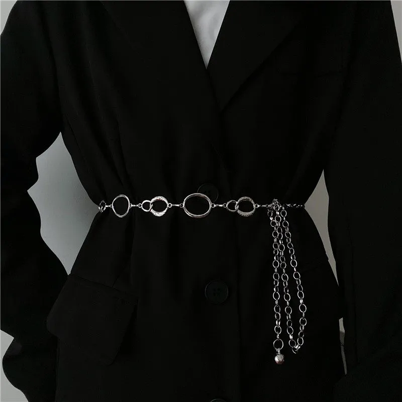 Metal Waist Chain Belt & Thin Belt for Skirt Suit Sweater Accessories