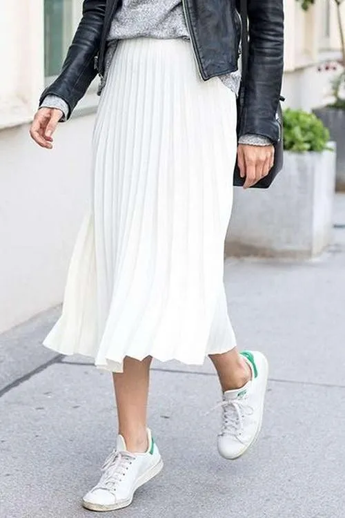 Metallic Pleated Maxi Skirts