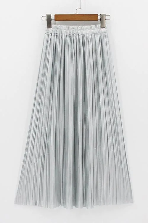 Metallic Pleated Maxi Skirts