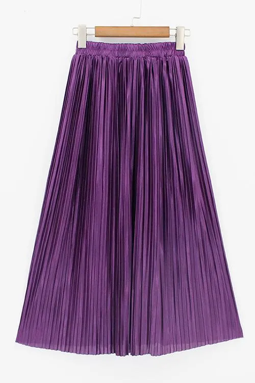 Metallic Pleated Maxi Skirts