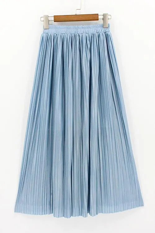 Metallic Pleated Maxi Skirts