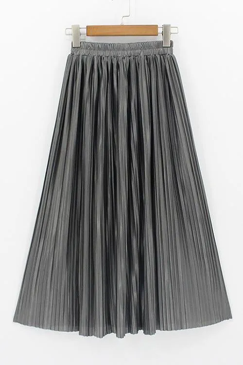 Metallic Pleated Maxi Skirts