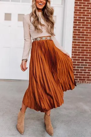 Metallic Pleated Maxi Skirts