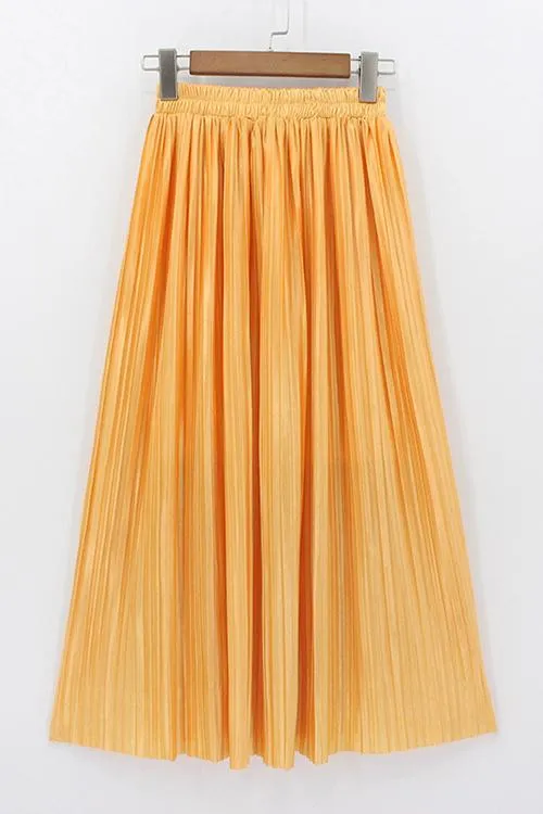 Metallic Pleated Maxi Skirts