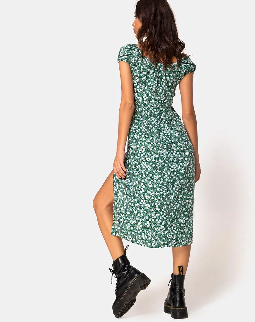 Milla Dress in Floral Field Green